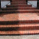 An image showing brick steps before and after blasting
